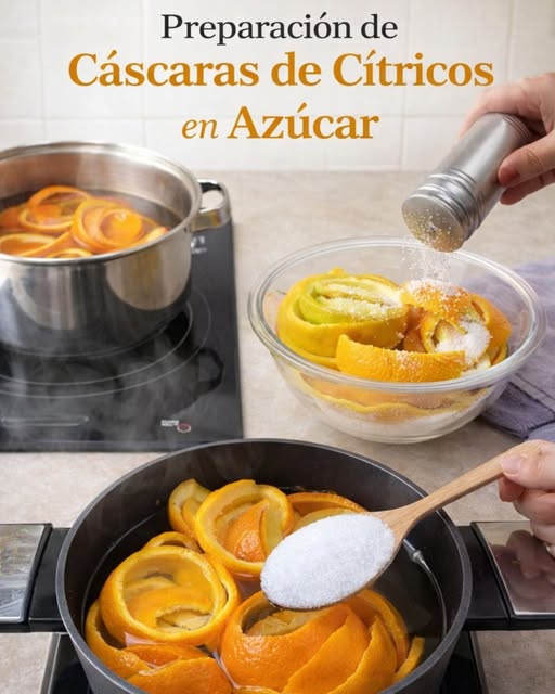 Preparación de Cáscaras de Cítricos en Azúcar