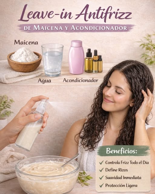 Ingredientes Leave-in antifrizz de maicena y acondicionador