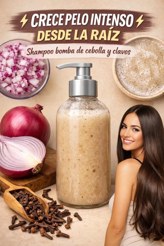 Champú bomba de cebolla y clavos