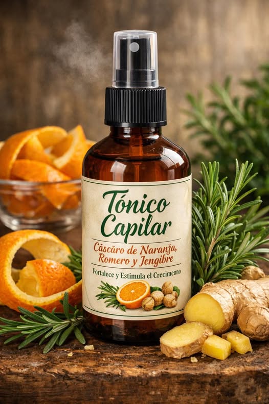 Tónico Capilar de Cáscara de Naranja Romero y Jengibre