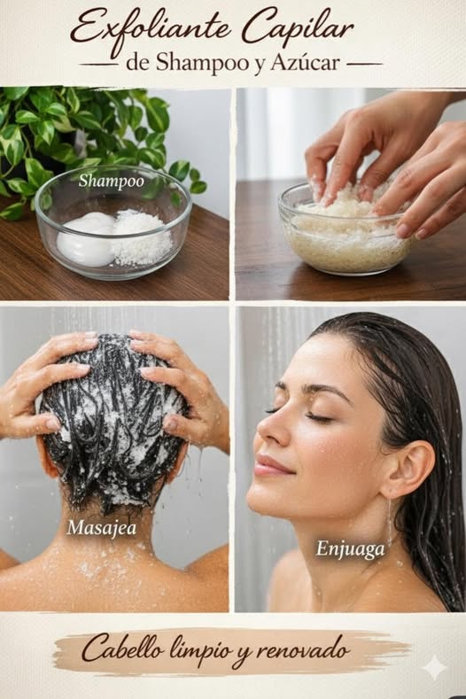 Exfoliante capilar de azúcar y shampoo